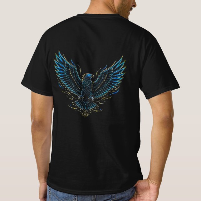 Camiseta Cyberpunk Glitch Eagle Frente Verso (Verso)