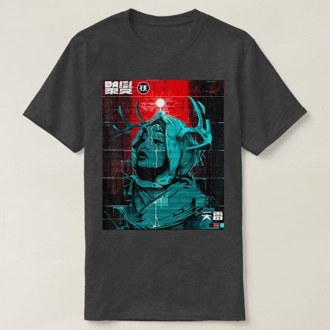 Camiseta Cyberpunk Glitk Girl Urban Style Design Vaporwave (Frente do Design)