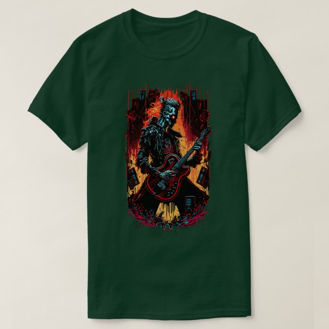 Camiseta Cyberpunk Guitar Gift Guitarist Rock Concert Festi (Frente do Design)