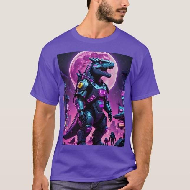 Camiseta Cyberpunk Mecha Dino Moonlight Tee (Frente)