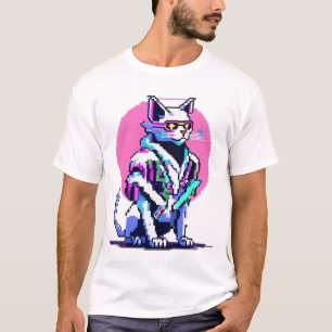 Camiseta Cyberpunk Neon Cat Blade Master
