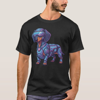 Camiseta Cyberpunk Neon Dachshund Futuristic Gamer