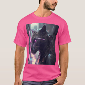 Camiseta Cyberpunk Panther Sci-Fi Futurística Cidade da Vid
