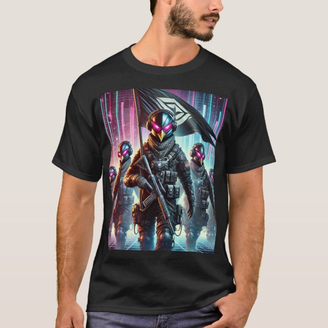 Camiseta Cyberpunk Penguin Force Tactical Tee 🚀 🐧 🔥 (Frente)
