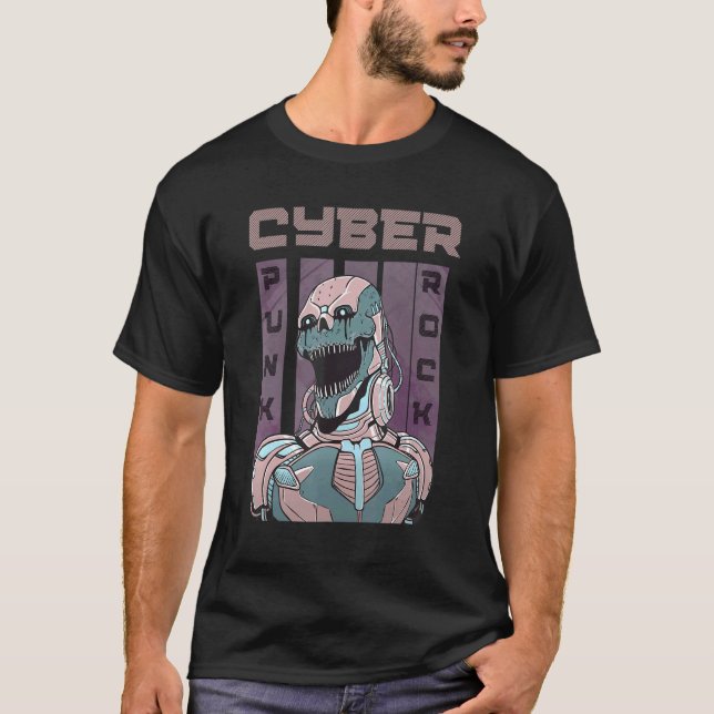 Camiseta Cyberpunk Rock Future Duro Rock Rock Com Robô Enro (Frente)