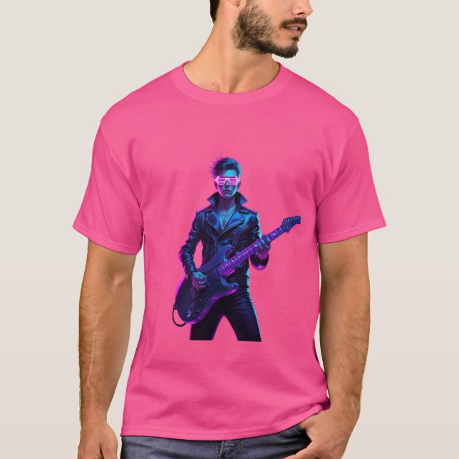 Camiseta 🔥 Cyberpunk Rockstar Neon Glow T Shirt 🎸 (Frente)