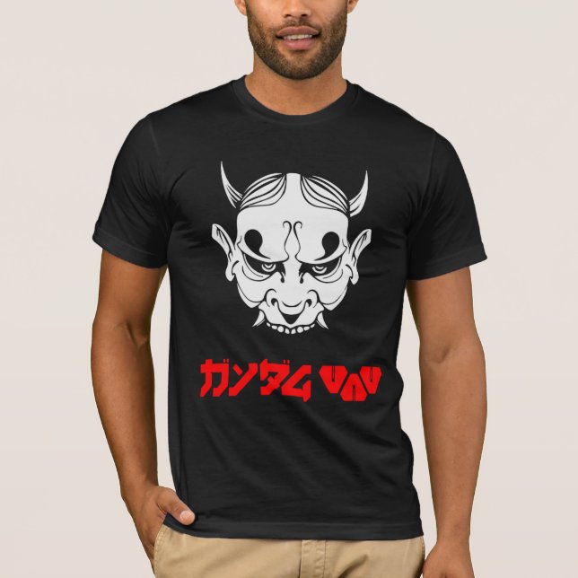 Camiseta Cyberpunk Samurai Demon Hannya Mask  (Frente)
