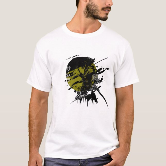Camiseta Cyberpunk Samurai Grunge Japonês Graphic Tee (Frente)