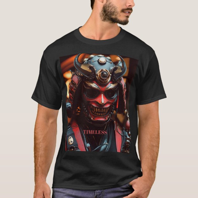 Camiseta Cyberpunk Samurai Hannya Mask (Frente)