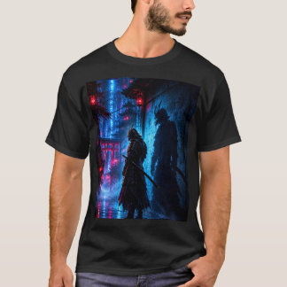 Camiseta Cyberpunk Samurai Poster – Neon Ronin Shadow