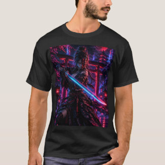 Camiseta Cyberpunk Samurai Woman – Neon Ronin