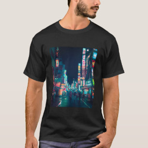 Camiseta Cyberpunk Shinjuku Glitch Essencial