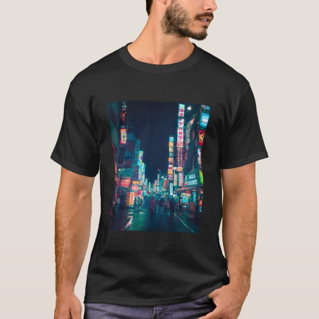 Camiseta Cyberpunk Shinjuku Glitch Essencial (Frente)