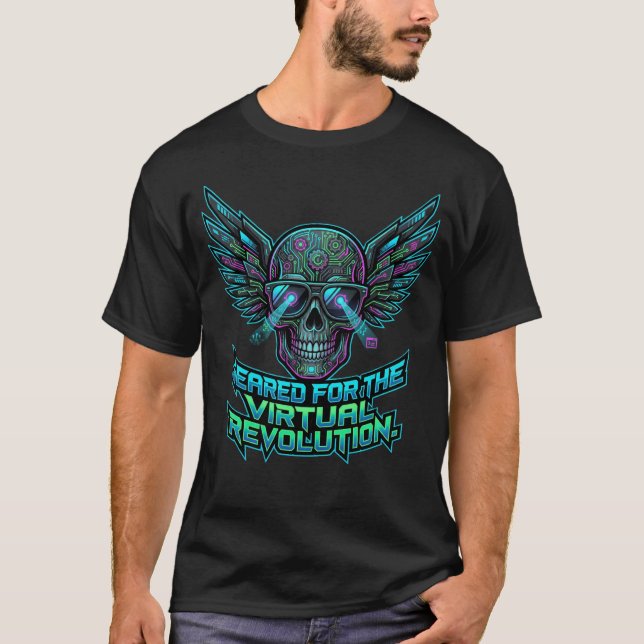 Camiseta Cyberpunk Skull Tech System Status Revolution  (Frente)