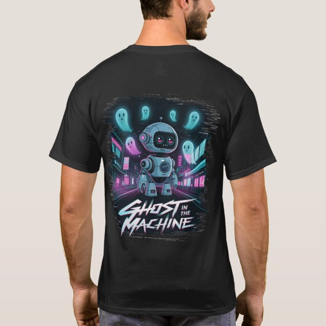 Camiseta 🤖 Cyberpunk Streetwear Gamer Ghost na Máquina (Verso)