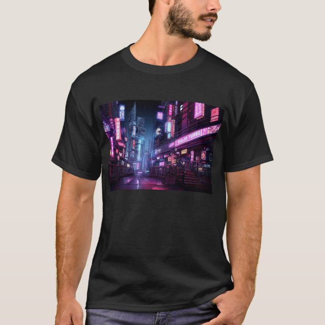 Camiseta Cyberpunk Tokyo Night Street (Frente)
