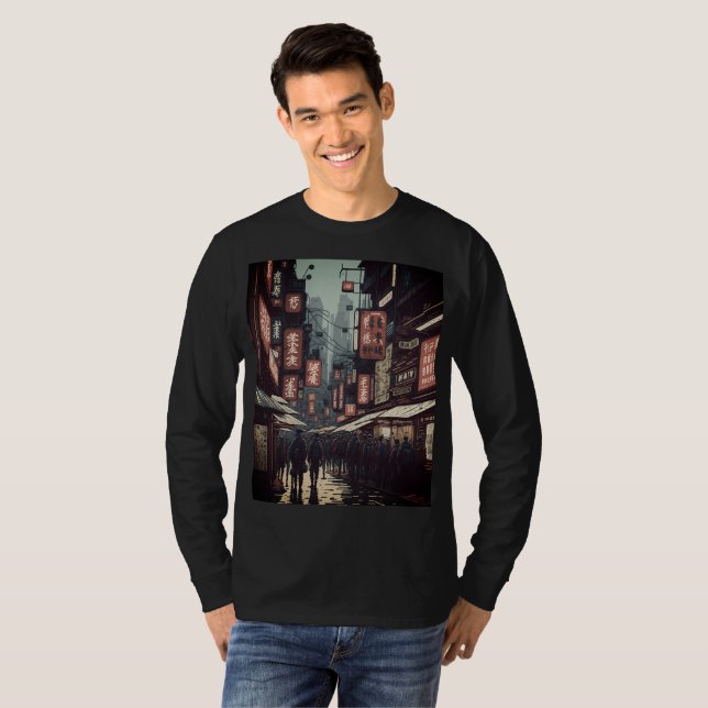 Camiseta Cyberpunk Tokyo Streetwear T-Shirt (Frente Completa)