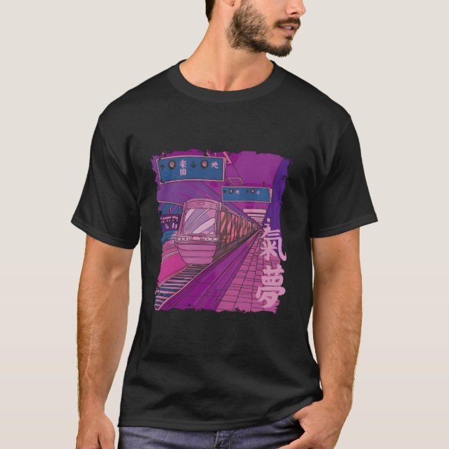 Camiseta Cyberpunk Tokyo Vaporwave Estree Japonês (Frente)