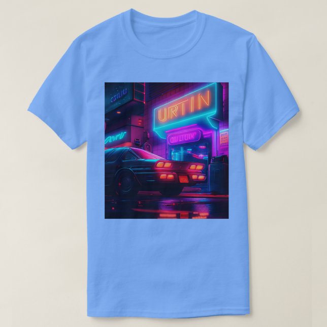 Camiseta Cyberpunk Ulun City Automobile Futurística AI Ge (Frente do Design)