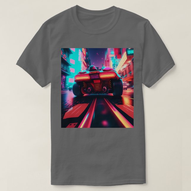 Camiseta Cyberpunk Ulun City Automobile Futurística AI Ge (Frente do Design)