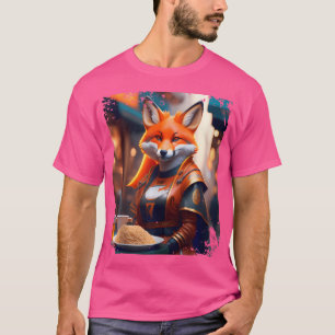 Camiseta Cyberpunk Vulpes Comendo Ramen Anthro Mulher Fox A