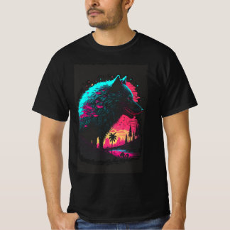 Camiseta Cyberpunk Wolf Spirit - Neon Wilderness
