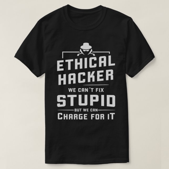 Camiseta Cybersecurity do hacker branco de hackers éticos é (Frente do Design)