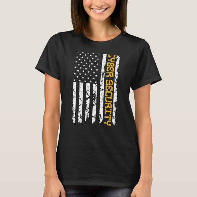Camiseta Cybersecurity IT Analyst DA1 US Flag Certified Tec (Frente)