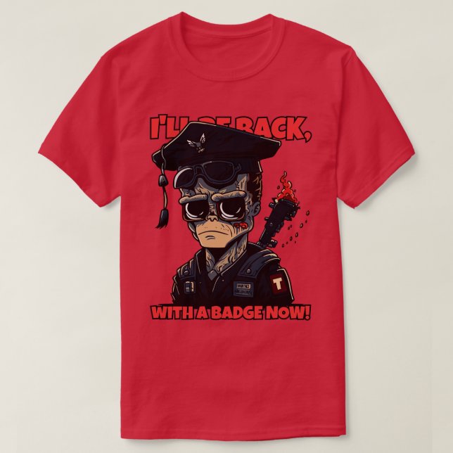 Camiseta cyborg encerra academia de polícia formada por rob (Frente do Design)