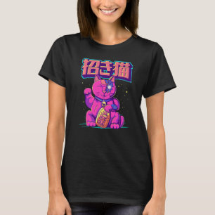 Camiseta Cyborg Maneki Neko Cat Japonês Gato Sortudo Cyber 