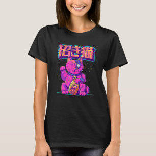 Camiseta Cyborg Maneki Neko Cat Japonês Gato Sortudo Cyber 