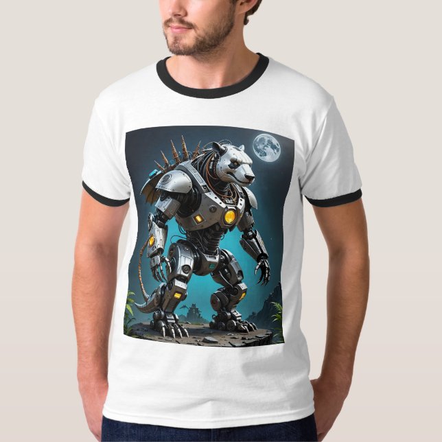Camiseta Cyborg Panda Mech Warrior BattMode Tshirt (Frente)