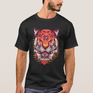 Camiseta Cyborg Tiger Head Wild Cat Tiger Graphic Tiger Fac
