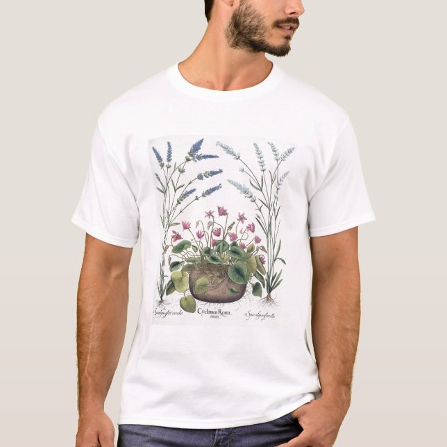 Camiseta Cyclamen e lavanda: 1.Cyclamen Romanum; 2.Spica (Frente)