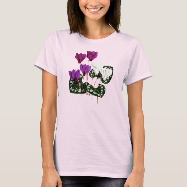 Camiseta Cyclamen Flower 1800s Vintage Botanical T-Shirt (Frente)