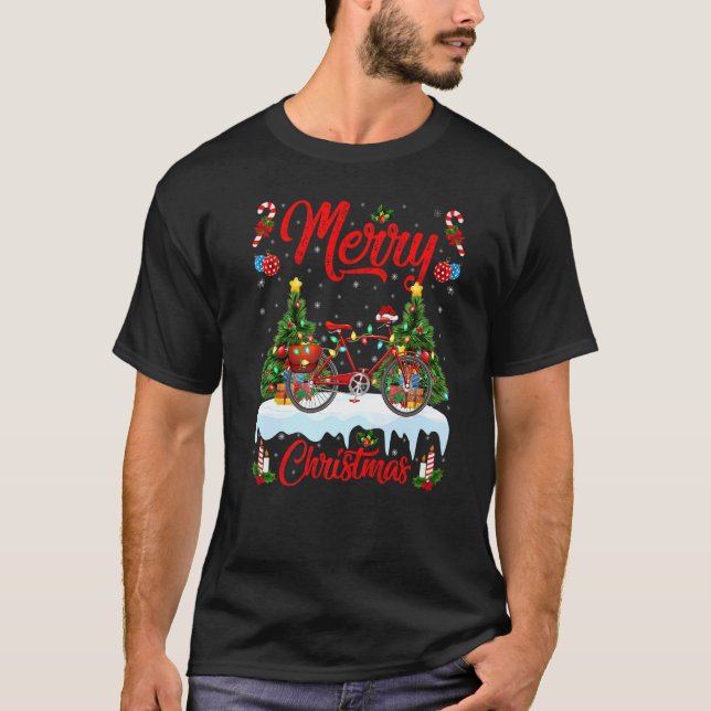 Camiseta Cycle  Lights Xmas Tree Santa Cycle Christmas (Frente)