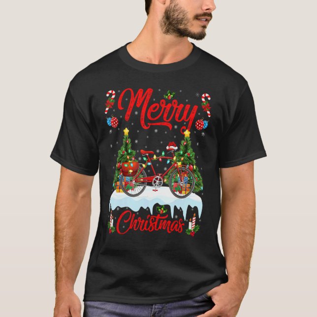 Camiseta Cycle   Lights Xmas Tree Santa Cycle Christmas (Frente)