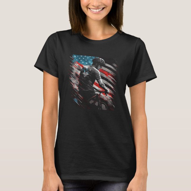 Camiseta Cycling US Flag Cycle Graphic Tees Men Women Boys  (Frente)