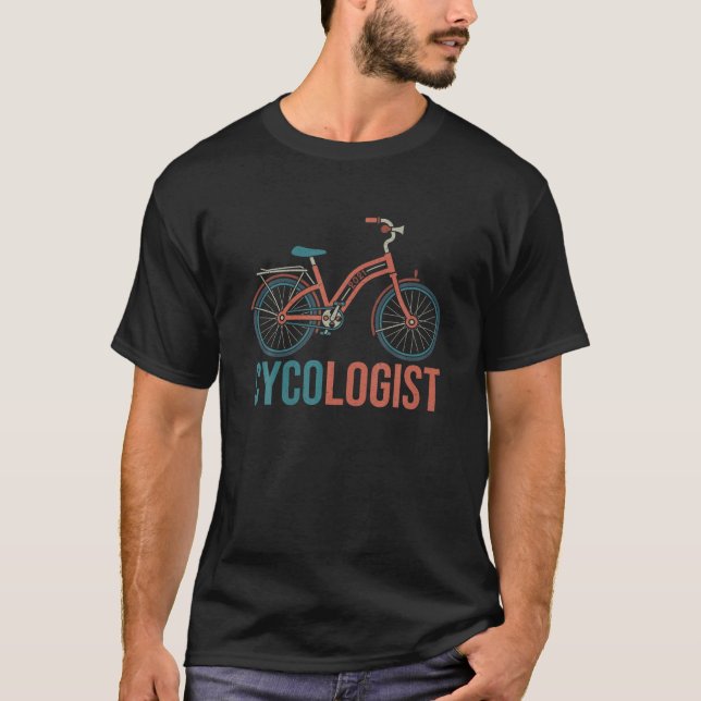 Camiseta Cycologist Funny Bicking S Para Homens Bicando Pre (Frente)