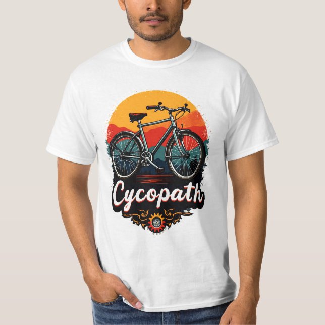 Camiseta Cycopath: Bike Energetica e Gráfico do pôr do sol (Frente)