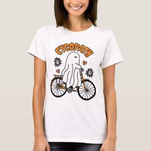 Camiseta Cycopath Halloween Ghost on Orange Bicycle