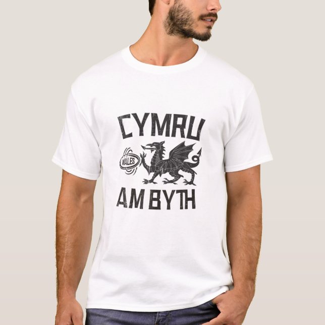 Camiseta Cymru Am Byth Wales Rugby Dragon Banner Welshman (Frente)