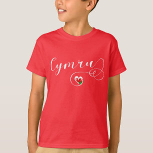 Camiseta Cymru Wales Flag Em T-Shirt Coração