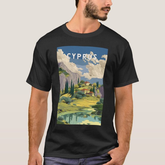 Camiseta Cyprus Illustration Travel Art Vintage (Frente)