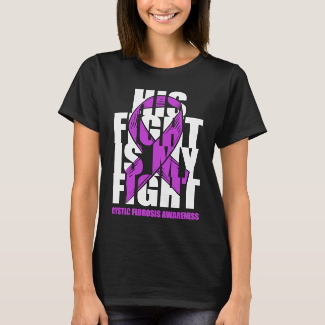 Camiseta Cystic Fibrosis Awareness Month Purple Ribbon His  (Frente)