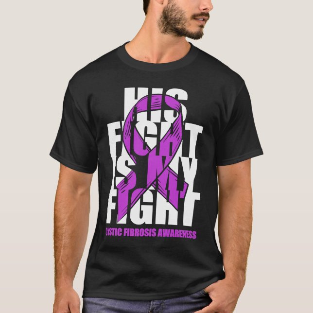 Camiseta Cystic Fibrosis Awareness Month Purple Ribbon His  (Frente)