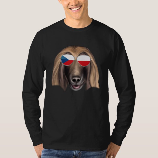 Camiseta Czech Flag Afghan Hound Dog Czech Republic Pocket (Frente)