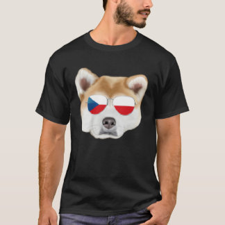 Camiseta Czech Flag Akita Dog Czech Republic Pocket