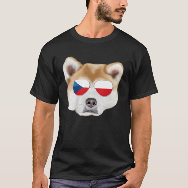 Camiseta Czech Flag Akita Dog Czech Republic Pocket (Frente)