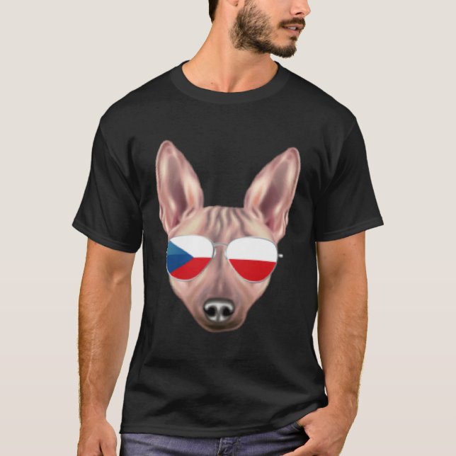 Camiseta Czech Flag American Hairless Terrier Czech Republi (Frente)